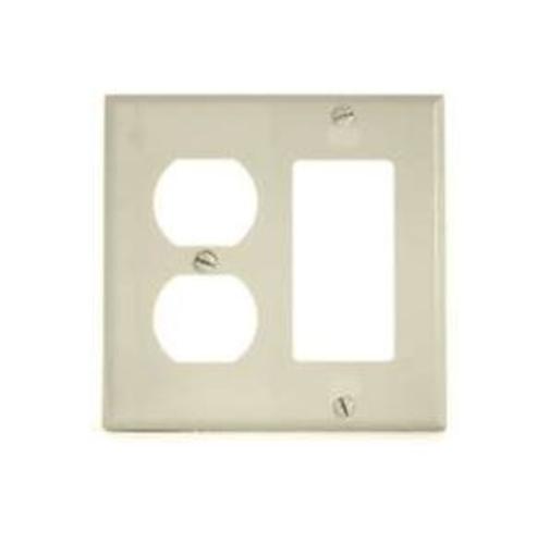 Cooper Wiring PJ826A 2 Gang Duplex and Deco Plate, Almond