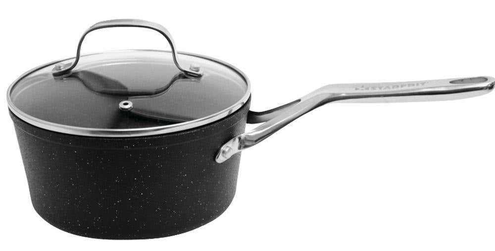 Starfrit 060316-002 The Rock Saucepan with Glass Lid, 3 Quart, Black