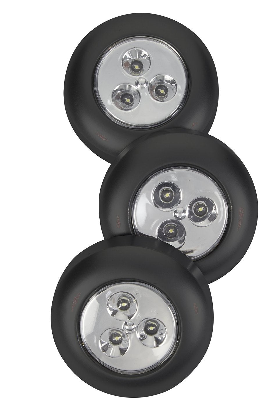 Fulcrum 30010-303 Battery-Operated Stick-On Tap Light, Black, 3 Piece