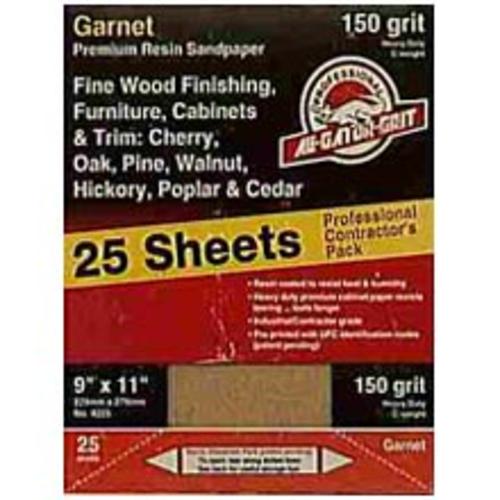 Ali Industries 4228 Resin Garnet Sanding Sheets 9"X11", 80C Grit