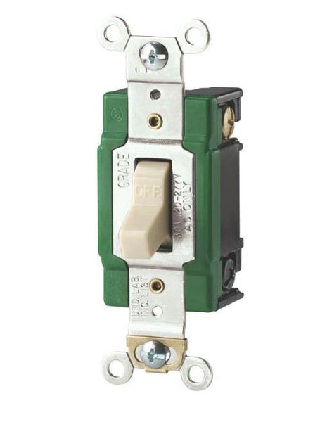 Cooper Wiring 3032V Industrial Back Wire Double Pole Switch, 30 Amp, Ivory
