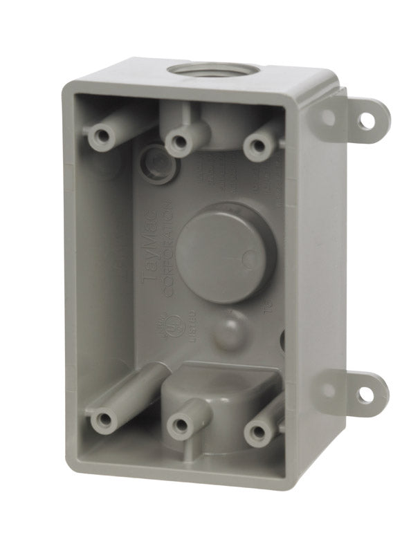 Taymac PSB37550GY Weatherproof Plastic Outlet Box, Gray, 5-3/8" H