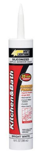 White Lightning 02510 Kitchen And Bath Adhesive Caulk, White, 10.5 Oz