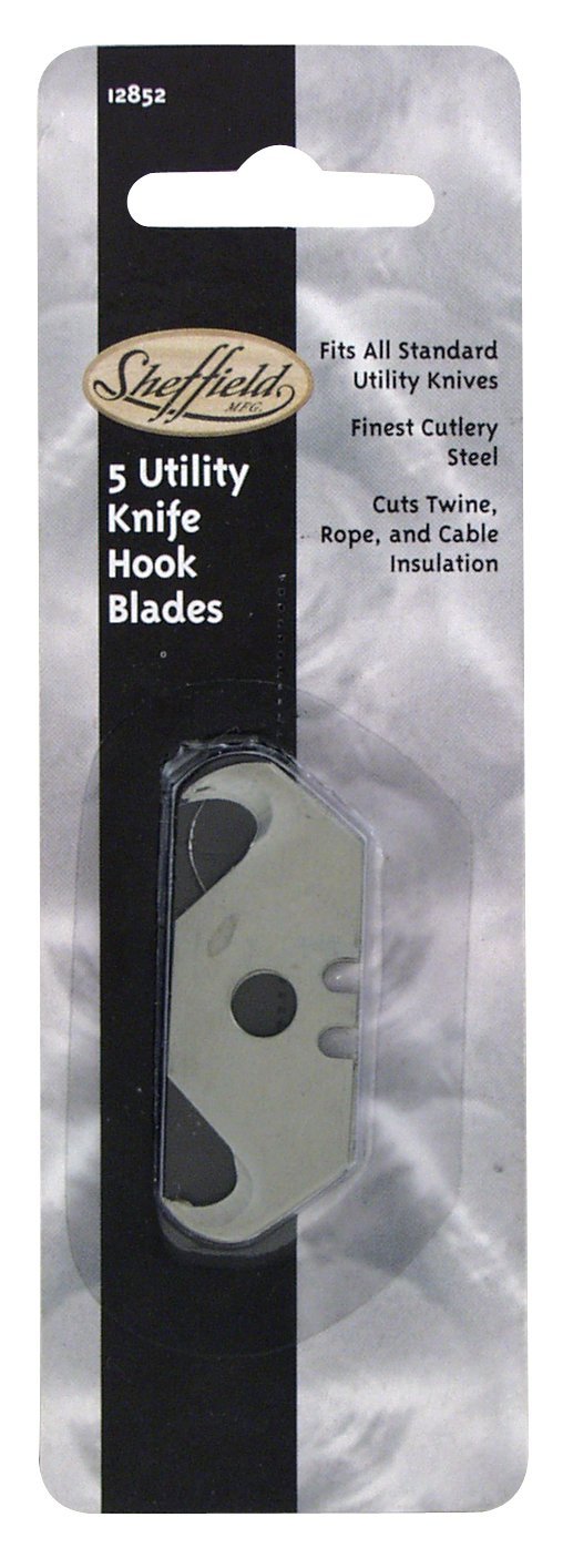 Sheffield 12852 Utility Knife Hook Blade, 5/Pack