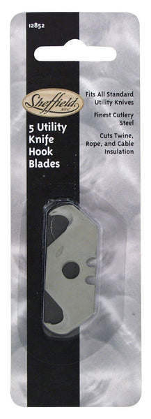 Sheffield 12852 Utility Knife Hook Blade, 5/Pack