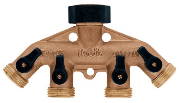 Orbit Watermaster 62010N Garden Hose Faucet Manifold, Brass