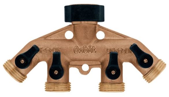 Orbit Watermaster 62010N Garden Hose Faucet Manifold, Brass