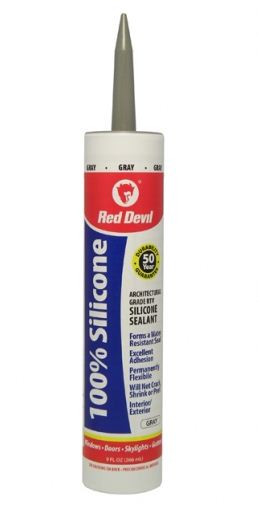 Red Devil 0816/50 100 Percent Silicone Sealant, Gray, 9 Oz