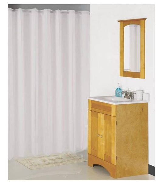 Simple Spaces XG-02-WH Hookless Shower Curtain, White, 70" x 72"