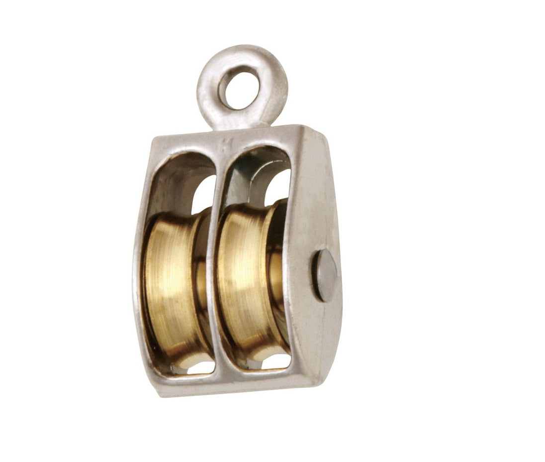 Baron 0176ZD-1 Double Sheave Rigid Eye Rope Pulley, Zinc Die-Cast