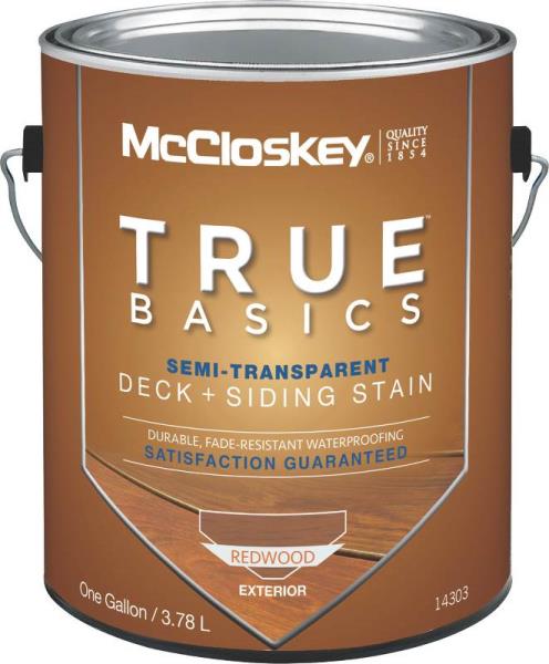 McCloskey 14303 True Basics Semi-Transparent Redwood Deck & Siding Stain, Gallon
