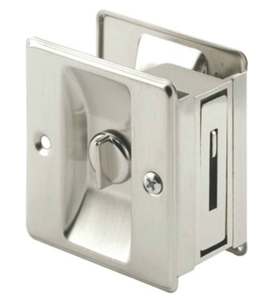 Prime Line N 7239 Pocket Door Privacy Lock & Pull, Satin Nickel