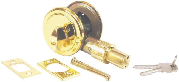 Us Hardware D-083B Deadbolt Lock, Brass 2-3/8"