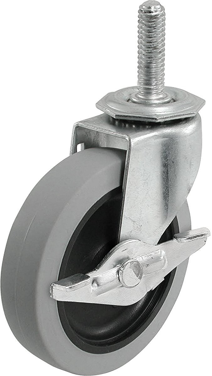 Shepherd 3266 Threaded Swivel Brakes Caster, Thermoplastic rubber, Grey