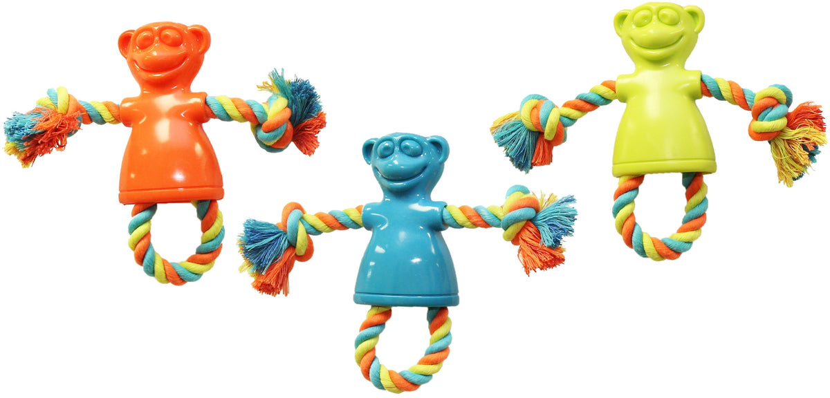 Chomper WB15501 TPR Monkey Tug Dog Toy, Small, Assorted Colors