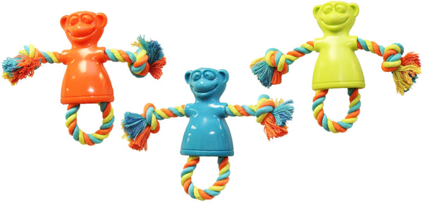 Chomper WB15501 TPR Monkey Tug Dog Toy, Small, Assorted Colors