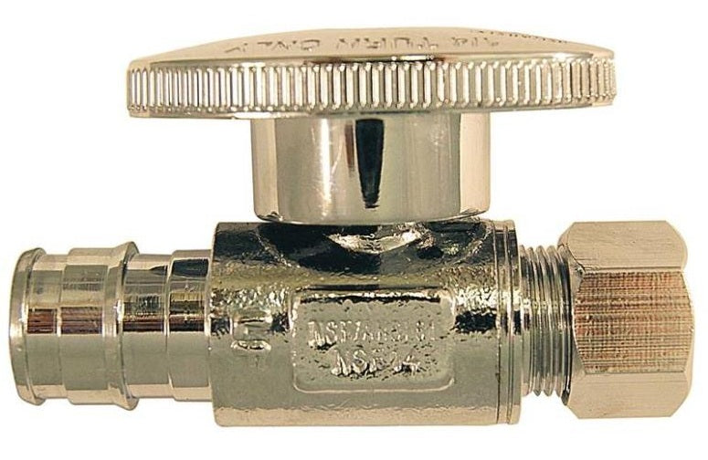 Apollo EPXVS1238C Straight Stop Valve, Chrome Plated Brass, 1/2" x 3/8"