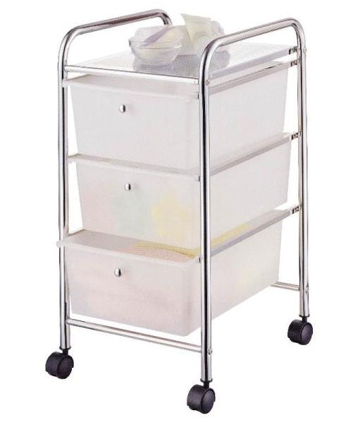 Simple Spaces G003-CH Three Drawer Storage Cart, Chrome