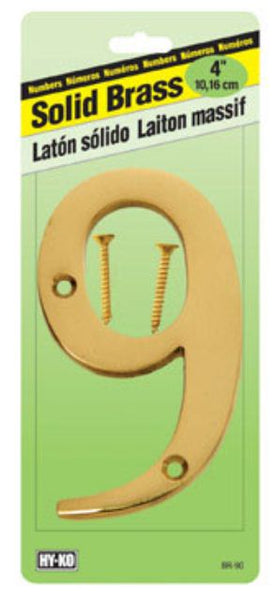 Hy-Ko BR-90/9 House Number, #9, Solid Brass