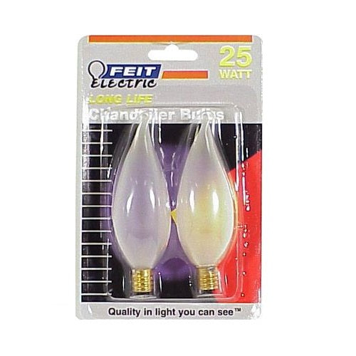 Feit Electric BP25CFF Flame Tip Chandelier Light Bulb, 25 Watts, 120 Volt