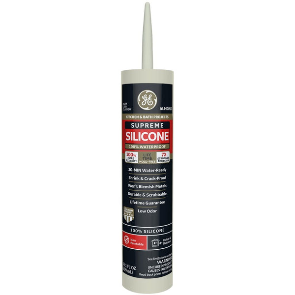 GE 2709087 Supreme Silicone Kitchen & Bath Sealant, 10.1 Ounce