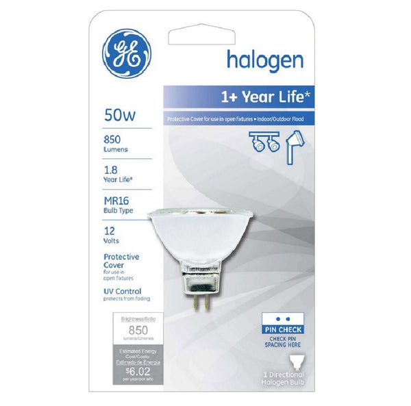 GE 81770 MR16 Halogen Flood Light Bulb, 50 Watts