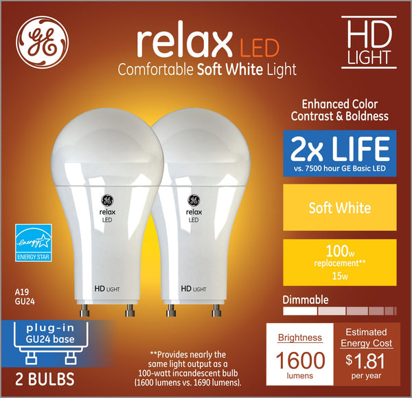 GE 93129021 Relax LED Bulb, 15 Watts