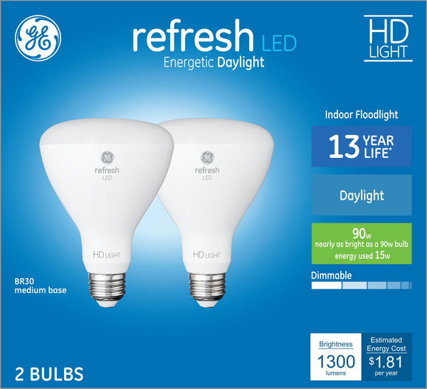 GE 93129077 BR30 LED Reflector Light Bulb, 15 Watts