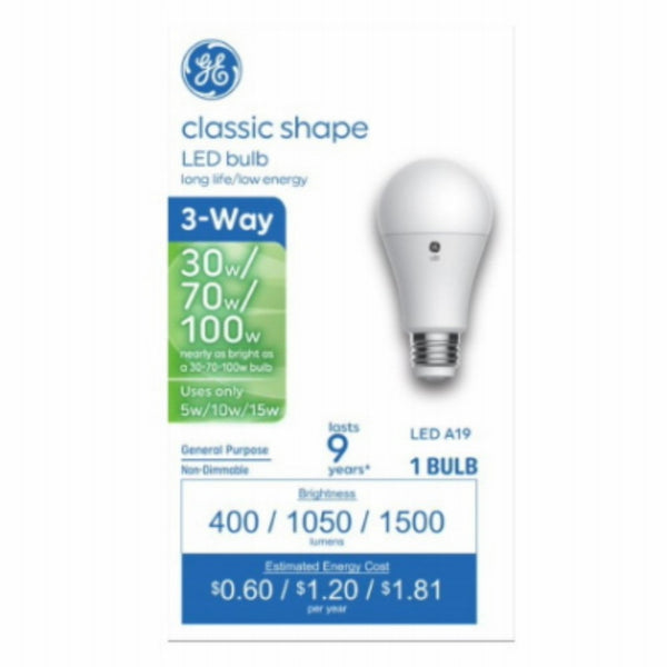 GE 93130563 LED A19 Light Bulb, 5/15 Watts