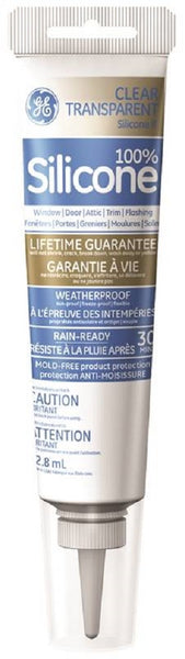 GE SE2124 Silicone II Multi-Purpose Silicone Sealant, Clear, 2.8 Oz