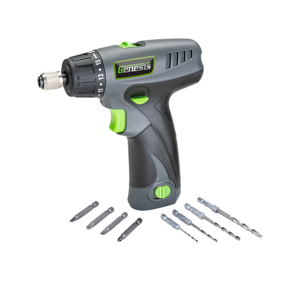 Genesis GLSD08B 2-Speed Cordless Screwdriver, 8 Volt