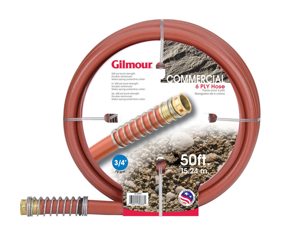 Gilmour 840501-1001 Commercial Rubber/Vinyl Hose, 3/4" x 50', 25 Series