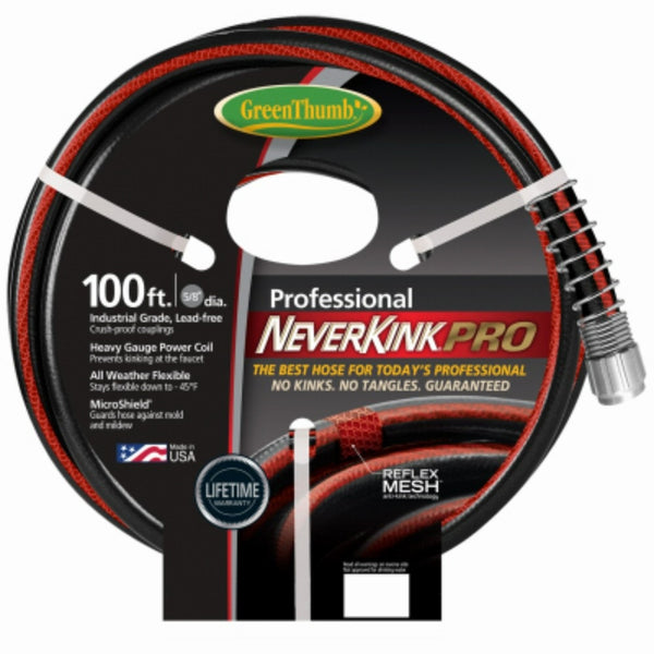 Green Thumb GT8844-100 NeverKink Pro Commercial Duty Garden Hose, 5/8 Inch x 100 Feet