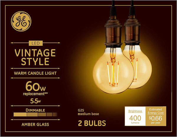 GE 42179 Vintage Style Decorative LED Bulb, 5.5 Watts