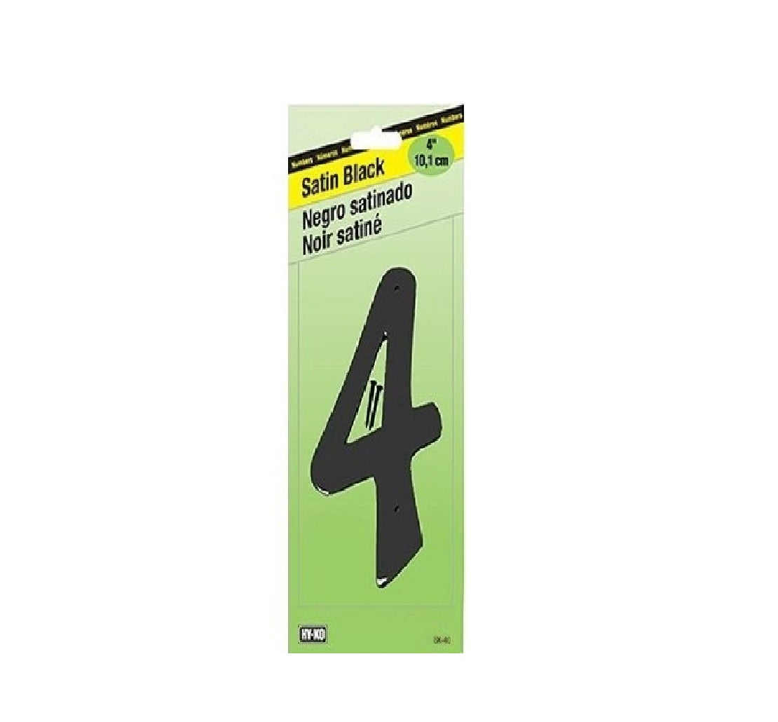 Hy-Ko BK-40/4 House Number, Black, Character 4