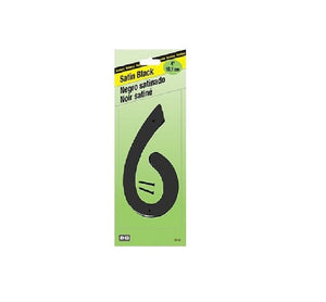 Hy-Ko BK-40/6 House Number, Black, Character 6