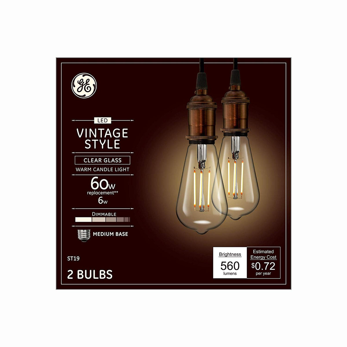 GE 36566 Vintage Style General Purpose LED Bulb, 6 Watts