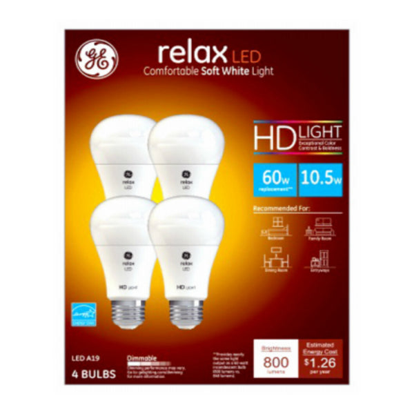 GE 96687 Relax HD LED Light Bulb, 10.5 Watt