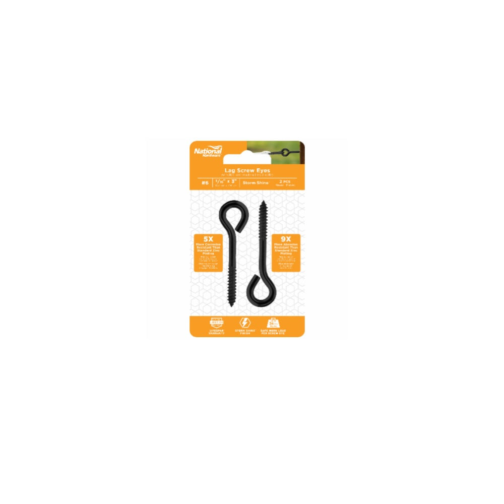 National Hardware N820-101 Lag Screw Eyes, 3/16 Inch, Steel
