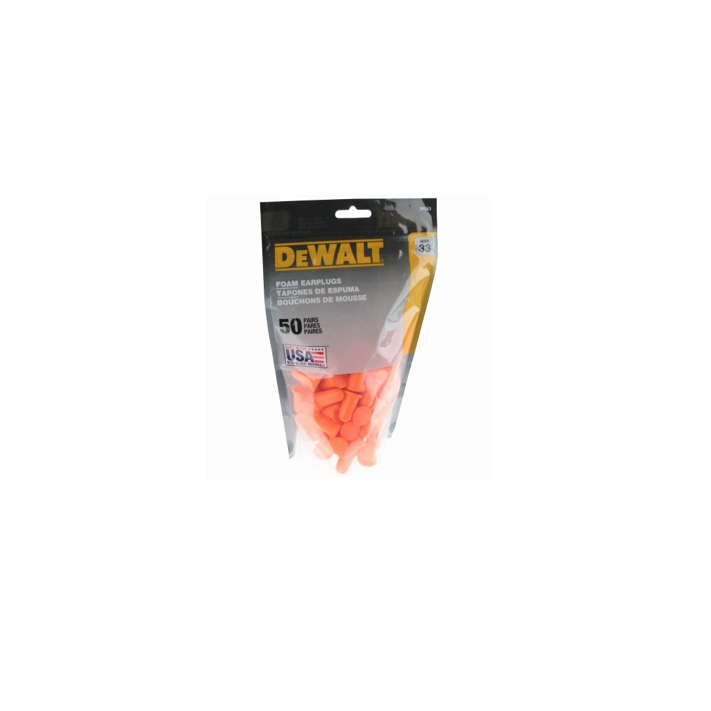 DeWalt DPG63BG50 Disposable Foam Earplug, Orange