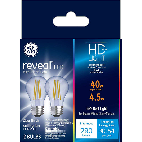 GE 31892 Reveal HD LED Light Bulb, 4.5 Watt