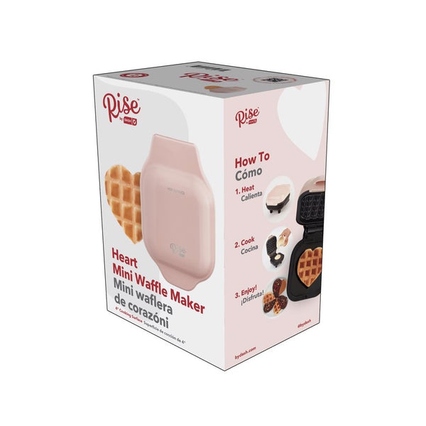 Rise by Dash RMWH001GBRS06 Mini Heart Waffle Maker, Pink