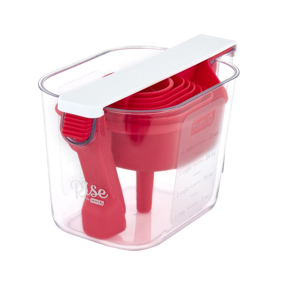Rise by Dash RSMS150GBRR24 Measuring Cup Set, Clear/Red