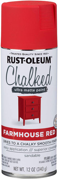 Rust-Oleum 329193 Chalked Ultra Matte Paint, Farmhouse Red, 12 Oz