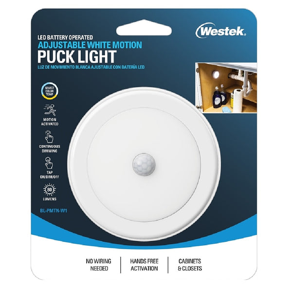 Westek BL-PMTN-W1T Motion Activated Puck Light, AA Battery