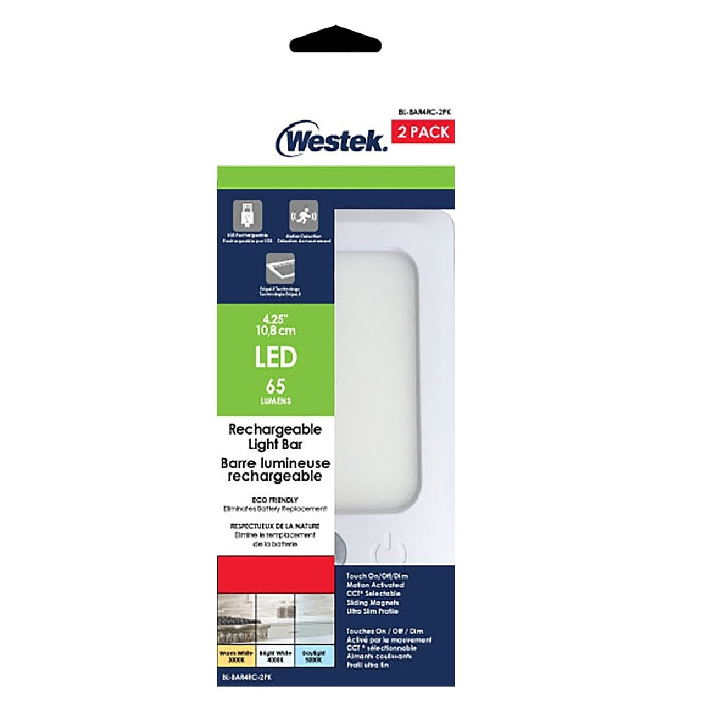 Westek BL-BAR4RC-2PK Rechargeable Bar Light, White