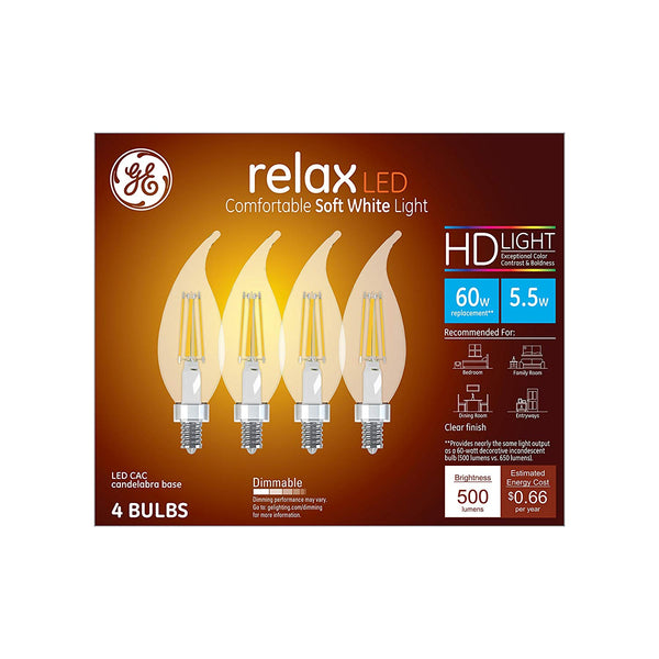 GE 43227 Relax HD LED Bulbs, 5.5 Watt