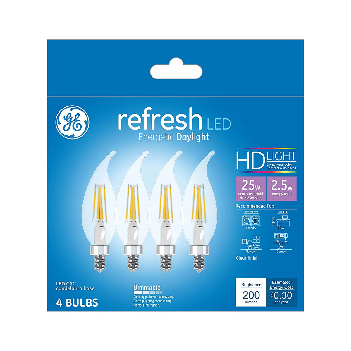 GE 45567 Refresh HD LED Bulbs, 2.5 Watt