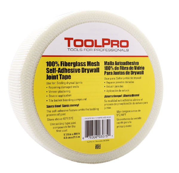 ToolPro TP03075 Self-Adhesive Mesh Tape, White