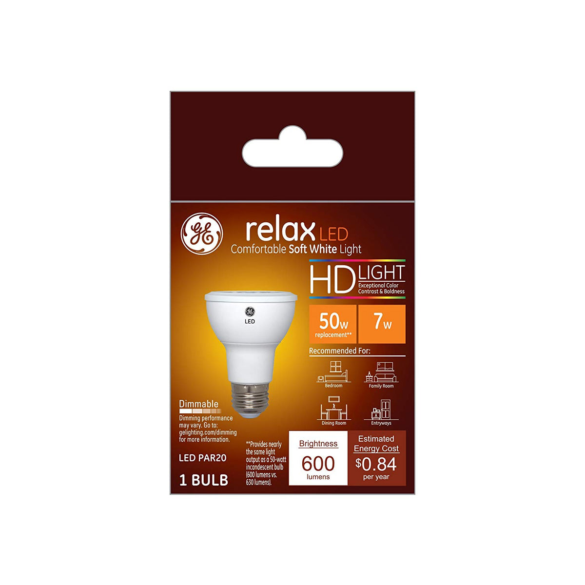 GE 45441 Relax HD LED Bulbs,7 Watt